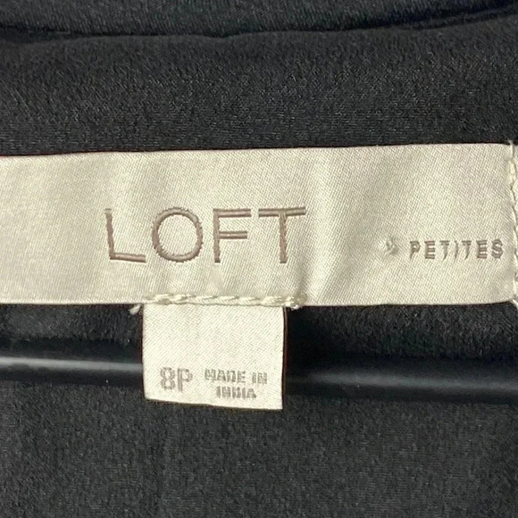 LOFT WOMENS SIZE 8 PETITE BLACK DRESS WHITE DOT DESIGN SIDE ZIP CROCHET - Picture 7 of 15